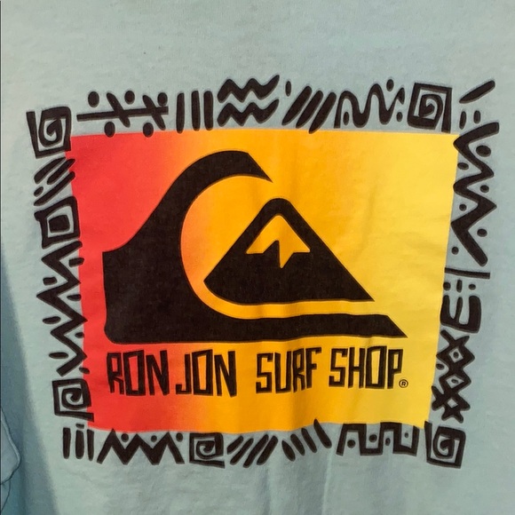 Quiksilver Ron Jon Surf Shop Collaboration Light Blue Long Sleeve Tee Size Large - Picture 8 of 9
